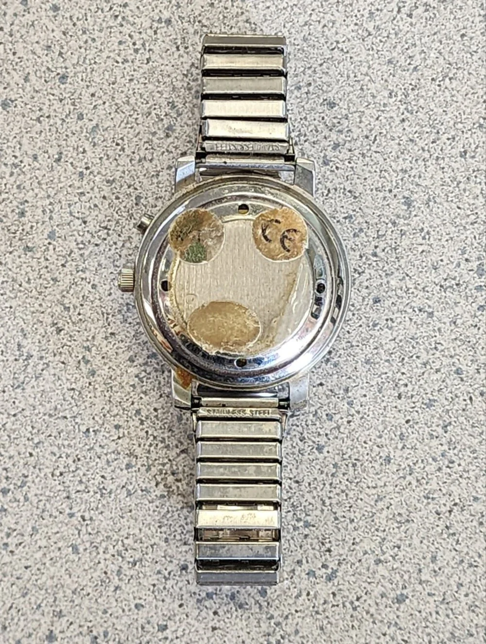 Vintage Silver Tone Talking Watch Easy Read Oversized Dial Low Vision Stretch Ba